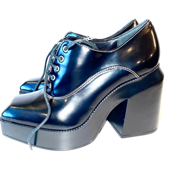 Gianni Bini City Girl Black Oxford Platform Shoes NEW NO TAGS NO BOX NARROW FIT - Picture 4 of 8